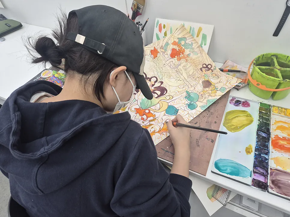 일산애니톡 등록 후 학생이 처음 완성한 그림