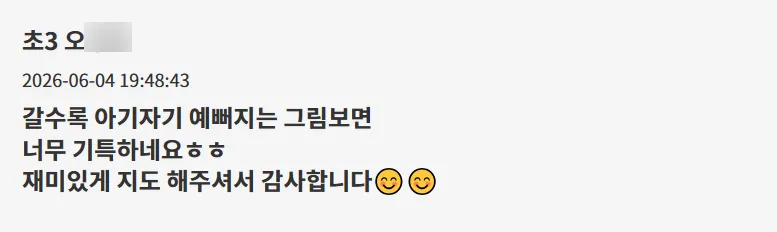 초중학생이 캐릭터 드로잉을 연습하는 수업 과정